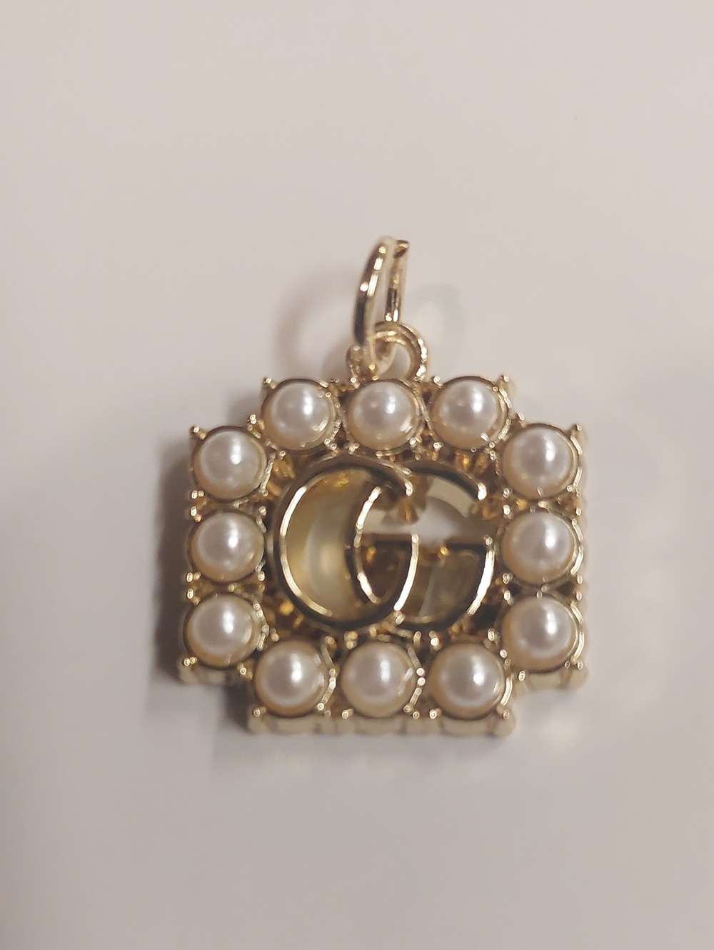 Gucci Gold Pearl-Trim Double G Charm Pendant